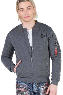 Cipo & Baxx Herren Sweatjacke Jacke Freizeit-Übergangsjacke Sweater Casual Reißverschluss Anthracite S von Cipo & Baxx