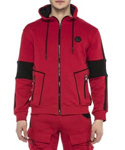 Cipo & Baxx Herren Sweatjacke Kapuze Streifen Jacke Sweater Sportlich CL387 Rot L von Cipo & Baxx