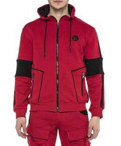 Cipo & Baxx Herren Sweatjacke Kapuze Streifen Jacke Sweater Sportlich CL387 Rot S von Cipo & Baxx