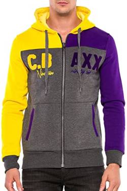 Cipo & Baxx Herren Sweatjacke Kapuzenjacke Übergangsjacke Kapuzenpullover Sweatshirt Hoodie Gelb-Anthracite M von Cipo & Baxx