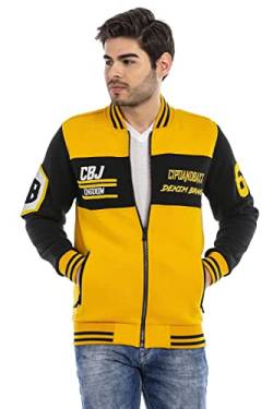 Cipo & Baxx Herren Sweatjacke Kollagejacke Freizeit Pullover Jacke Sweater CL500 Gelb L von Cipo & Baxx