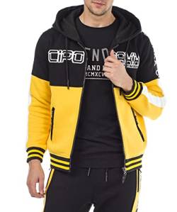 Cipo & Baxx Herren Sweatjacke Label-Print Kapuzenjacke Übergangsjacke Men Jacke Hoodie CL301 Schwarz XL von Cipo & Baxx