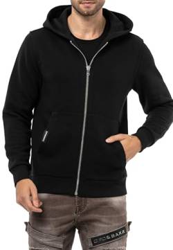 Cipo & Baxx Herren Sweatjacke Sweatshirt Basic Kapuzenpullover Reißverschluss Sweat CL556 Schwarz S von Cipo & Baxx