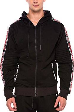 Cipo & Baxx Herren Sweatjacke Übergangsjacke Pullover Freizeitjacke Hoodie mit Ärmel Schriftzügen Schwarz S von Cipo & Baxx