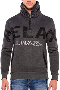 Cipo & Baxx Herren Sweatshirt Langarmpullover Sweater Kapuzen Pullover Longsleeve Hoodie Anthracite L von Cipo & Baxx