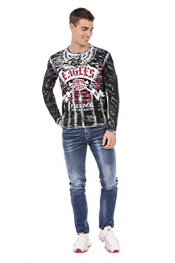 Cipo & Baxx Herren Sweatshirt Pullover Langarmshirt Longsleeve Sweater Print CL493 Ecru M von Cipo & Baxx