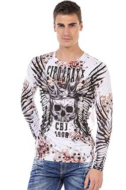 Cipo & Baxx Herren Sweatshirt Pullover Langarmshirt Longsleeve Sweater Print CL494 Weiß L von Cipo & Baxx