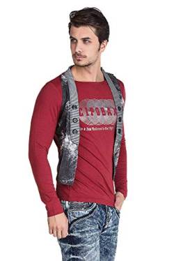 Cipo & Baxx Herren Sweatshirt Sweater Longsleeve Langarmshirt Bordeaux, Dunkelrot, S von Cipo & Baxx