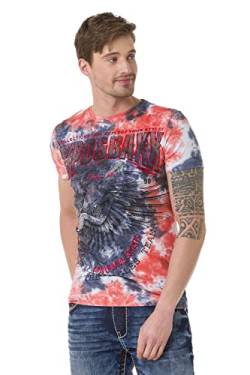 Cipo & Baxx Herren T-Shirt Allover Print Batik Design Kurzarm Rundhals Shirt CT682 Orange S von Cipo & Baxx