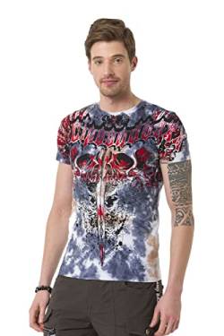 Cipo & Baxx Herren T-Shirt Allover Print Batik Design Kurzarm Rundhals Shirt CT685 Indigo S von Cipo & Baxx