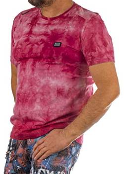 Cipo & Baxx Herren T-Shirt Batik Look Baumwolle Rundhals Kurzarm Shirt Casual CT570 Rot S von Cipo & Baxx