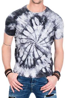 Cipo & Baxx Herren T-Shirt Batik Muster CT406 Kurzarm Rundhals Shirt Anthrazit XL von Cipo & Baxx