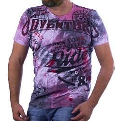Cipo & Baxx Herren T-Shirt Batik Muster Print Kurzarm CT583 Shirt Rundhals Design Pink Grau M von Cipo & Baxx