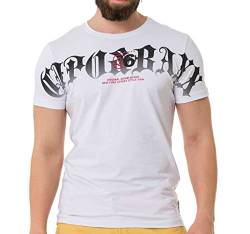 Cipo & Baxx Herren T-Shirt Baumwolle Rundhalsausschnitt mit Kursiver Schriftart CT768 Weiß L von Cipo & Baxx