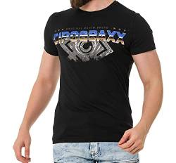 Cipo & Baxx Herren T-Shirt Print Strass-Schriftzug Kurzarm CT721 Schwarz L von Cipo & Baxx