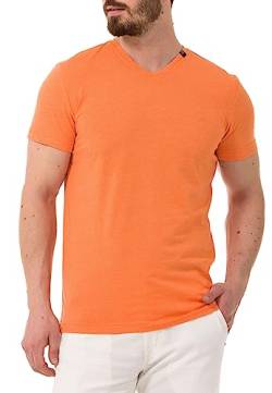 Cipo & Baxx Herren T-Shirt V-Neck Shirt Kurzarm Basic Baumwolle V-Ausschnitt CT773 Orange M von Cipo & Baxx