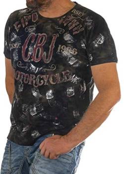 Cipo & Baxx Herren T-Shirt Vintage Waschung Prints Kurzarm Batik Look Rundhals CT560 Schwarz M von Cipo & Baxx