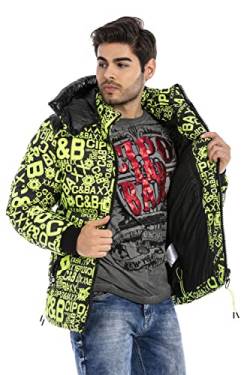 Cipo & Baxx Herren Winterjacke Steppjacke Kapuze Bomberjacke Jacke CM193 Neongrün 3XL von Cipo & Baxx