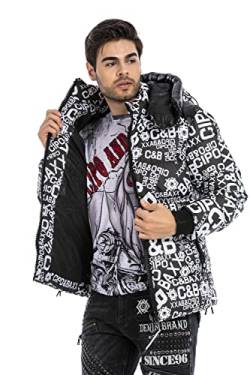 Cipo & Baxx Herren Winterjacke Steppjacke Kapuze Bomberjacke Jacke CM193 Schwarz L von Cipo & Baxx