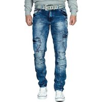 Cipo & Baxx Regular-fit-Jeans Cargo Hose BA-CD478 Stonewashed mit Ziernähten von Cipo & Baxx