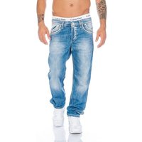 Cipo & Baxx Regular-fit-Jeans Herren Jeans Hose mit Kontrastnähten und stylischer Waschung Regular Fit Jeans Hose mit dicken Kontrastnähten und heller Waschung von Cipo & Baxx