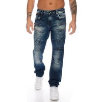 Cipo & Baxx Regular-fit-Jeans Herren Jeans Hose mit extravagantem Nahtdesign Jeanshose mit dicken Nähten designt, Zierreißverschlüsse auf der Vorderseite von Cipo & Baxx