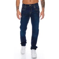 Cipo & Baxx Regular-fit-Jeans Herren Jeans Hose mit stylischem Design und Accessoire Kette Dezente Kontrastnähte und hochwertiger Tragekomfort von Cipo & Baxx