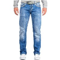 Cipo & Baxx Regular-fit-Jeans Hose BA-C0595 W29/L32 (1-tlg) Stonewashed Effekt mit weißer Ziernaht von Cipo & Baxx