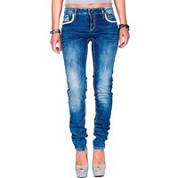 Cipo & Baxx Slim-fit-Jeans Damen Hose BA-WD343 mit dicken Nähten und Verzierung von Cipo & Baxx