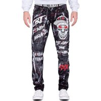 Cipo & Baxx Slim-fit-Jeans Denim Hose BA-CD700 mit Nieten und Totenkopf Print von Cipo & Baxx