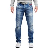 Cipo & Baxx Slim-fit-Jeans Herren Hose BA-CD394 mit roten Zipper und Stonewashed von Cipo & Baxx
