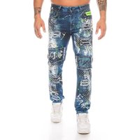 Cipo & Baxx Slim-fit-Jeans Herren Jeans Hose mit ausgefallenem Graffiti Design Aufwendige Verarbeitung mit Nieten und neongrünen Details von Cipo & Baxx