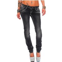 Cipo & Baxx Slim-fit-Jeans Low Waist Hose BA-C46007 mit Stretch und Weißer Kontrastnaht in Schwarz von Cipo & Baxx