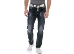Regular-fit-Jeans CIPO & BAXX Gr. 34, Länge 32, blau (darkblue) Herren Jeans Regular Fit mit markanter Waschung von Cipo & Baxx