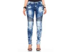 Slim-fit-Jeans CIPO & BAXX Gr. 25, Länge 32, blau (blau, weiß) Damen Jeans Röhrenjeans von Cipo & Baxx