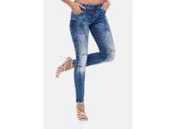 Slim-fit-Jeans CIPO & BAXX Gr. 25, Länge 32, blau Damen Jeans Röhrenjeans mit trendigem Nahtverlauf von Cipo & Baxx