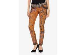 Slim-fit-Jeans CIPO & BAXX Gr. 27, Länge 32, orange (orange, blau) Damen Jeans 5-Pocket-Jeans Röhrenjeans von Cipo & Baxx