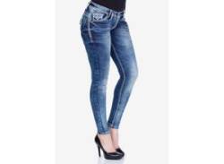 Slim-fit-Jeans CIPO & BAXX Gr. 32, Länge 32, blau (jeansblau) Damen Jeans Röhrenjeans von Cipo & Baxx