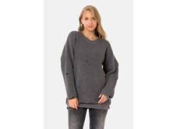 Strickpullover CIPO & BAXX Gr. L, grau (anthrazit) Damen Pullover Rundhalspullover von Cipo & Baxx