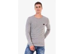 Strickpullover CIPO & BAXX Gr. L, grau (hellgrau) Herren Pullover Rundhalspullover von Cipo & Baxx