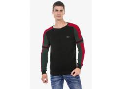 Strickpullover CIPO & BAXX Gr. M, schwarz (schwarz, rot) Herren Pullover Rundhalspullover von Cipo & Baxx