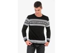 Strickpullover CIPO & BAXX Gr. M, schwarz-weiß (schwarz, weiß) Herren Pullover Rundhalspullover von Cipo & Baxx