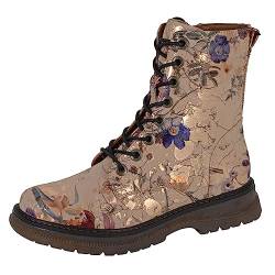 Cipriata Annetta Damen Stiefeletten mit Schnürung, Reißverschluss und 8 Ösen, Ecru Gold Floral, 37 EU von Cipriata