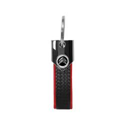 Citroen Offizieller roter Schlüsselanhänger, Carbon, schwarzes Logo, rot, Taglia unica von Citroen
