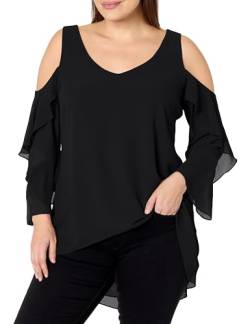 City Chic Women's Apparel Damen City Chic Plus Size Top Hi Lo Cold Shldr, Schwarz, 44 Plus von City Chic Women's Apparel