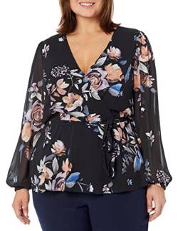 City Chic Women's Apparel Damen City Chic Plus Size Top Naomi Bluse, Blk Blushing Rose, 46 von City Chic Women's Apparel