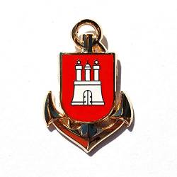 Pin "Anker" mit Hamburg-Wappen, goldfarben, ca. 23mm von City Souvenir Shop