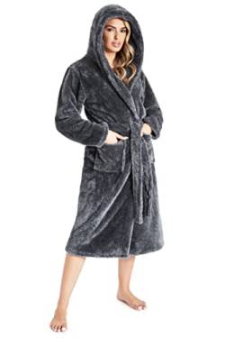 CityComfort Bademantel Damen Flauschig, Fleece Morgenmantel Damen Dressing Gown Women (Anthrazit, L) von CityComfort