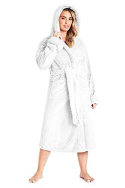 CityComfort Bademantel Damen Flauschig, Fleece Morgenmantel Damen Dressing Gown Women (Dunkelgrau, M) von CityComfort