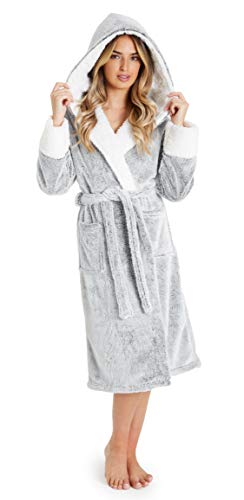 CityComfort Bademantel Damen Flauschig, Fleece Morgenmantel Damen Dressing Gown Women (Grau, M) von CityComfort